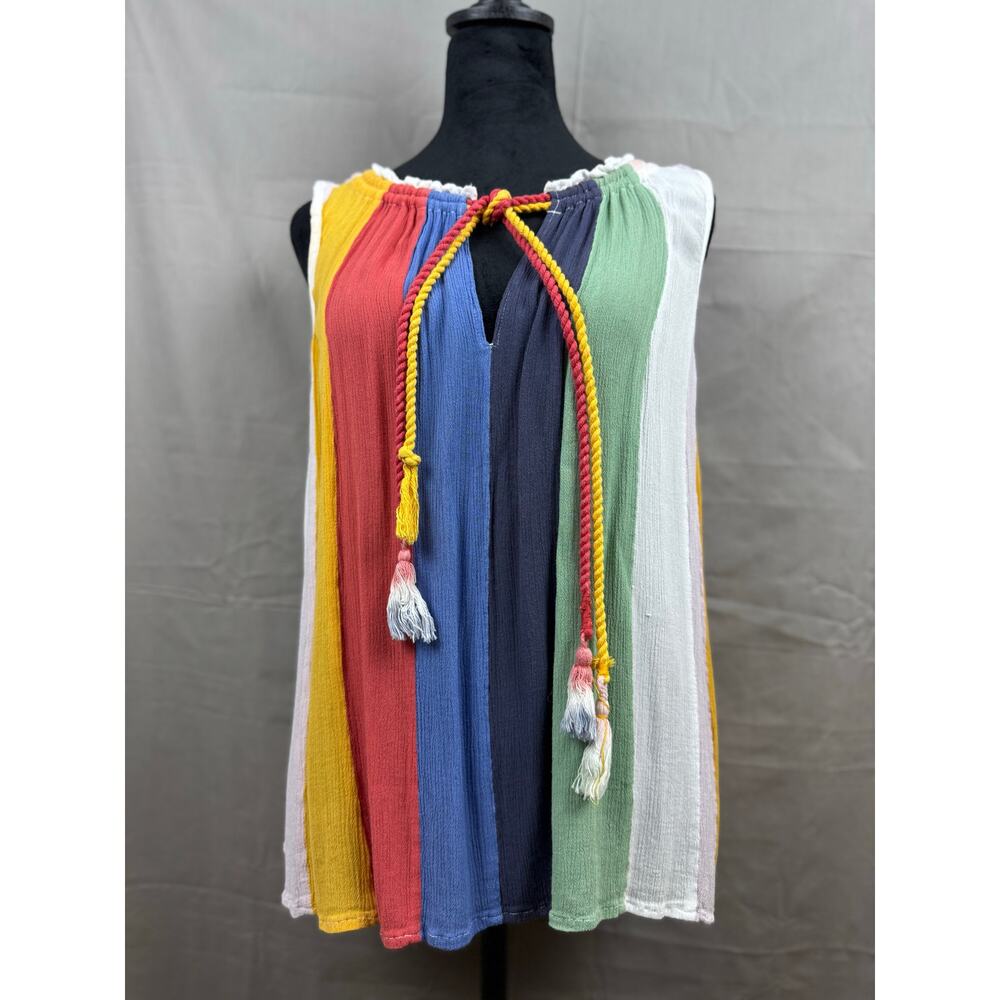 Women's Banjara Multicolored Bohemian Sleeveless Shirt, Size M - Picture 7 of 7